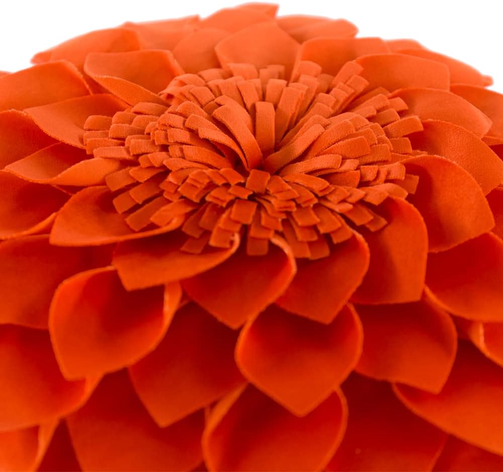 VG|orange-red|3D Flower Throw Pillow Cover Decorative Round Cushion Floral Accent Pillowcase for Bedroom Living Room Bed Couch Pink Velvet