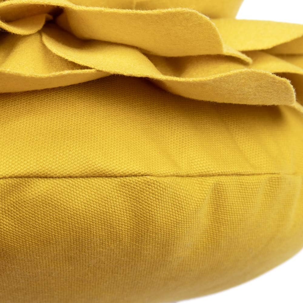 VG|yellow|Flower Throw Pillow Cover Decorative Round Pillowcase Floral Cushion for Bed Sofa Couch Car Decor