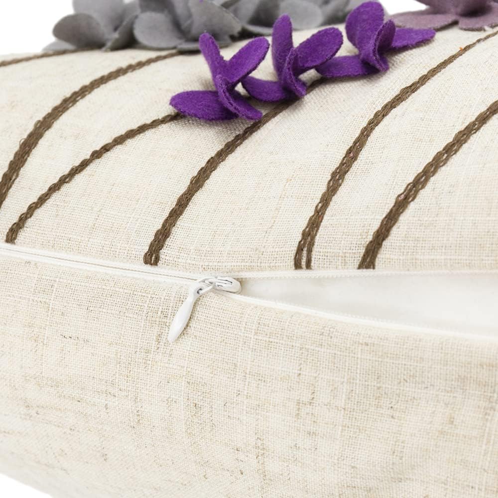Stereo Flower Throw Pillow Covers Decorative Lavender Accent Pillow Cases Aesthetic Beige Cushion for Couch Bed Home Sofa Living Room Decor Purple Gray