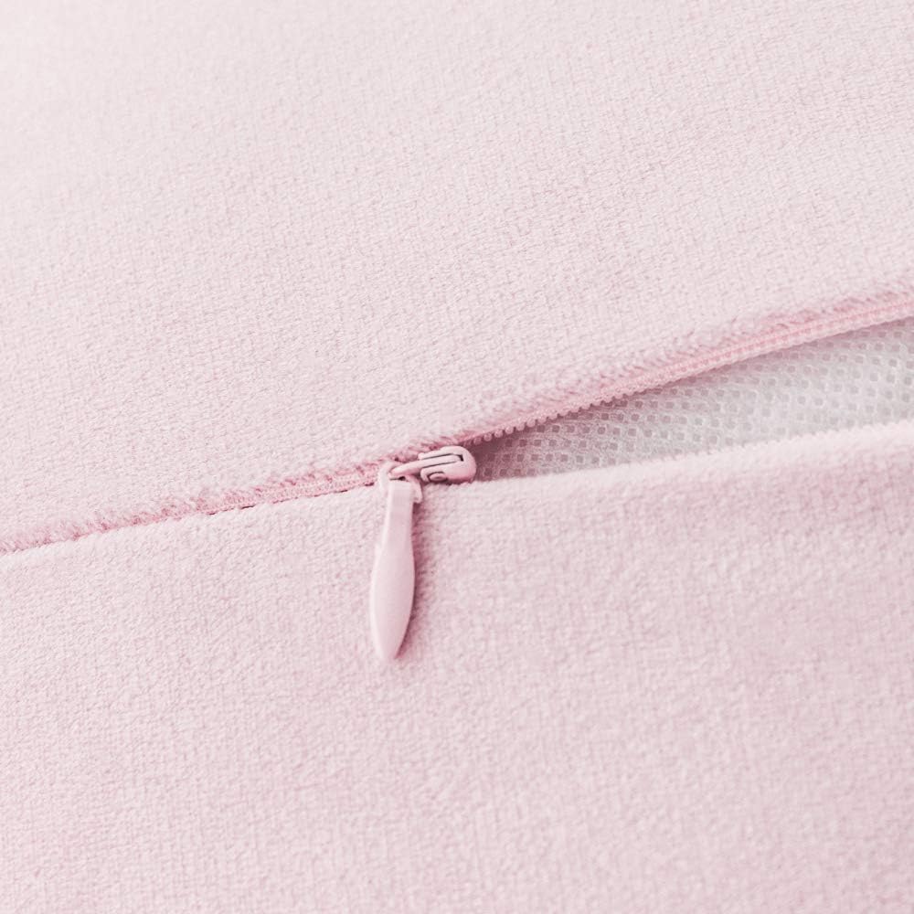 VG|light-pink|3D Flower Throw Pillow Cover Decorative Round Cushion Floral Accent Pillowcase for Bedroom Living Room Bed Couch Pink Velvet