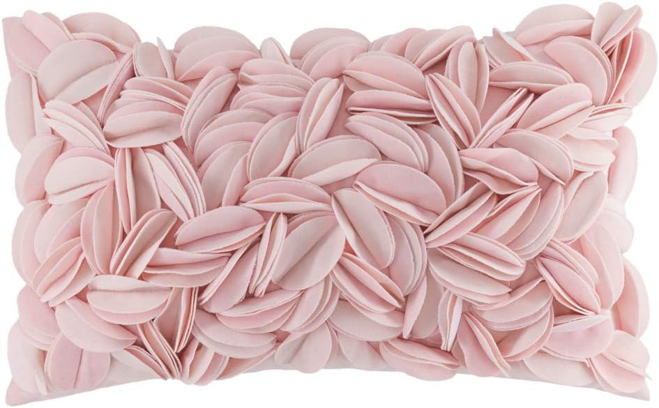 VG|pink-velvet|Handmade 3D Floral Throw Pillow Cover