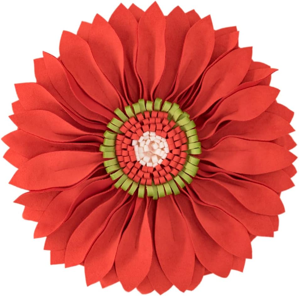VG|orange|3D Flower Throw Pillow Cover Aesthetic Decorative Daisy Accent Pillow Case Hand Crafted Cushion Round Floral Pillowcase for Home Bed Couch Bedroom Chair
