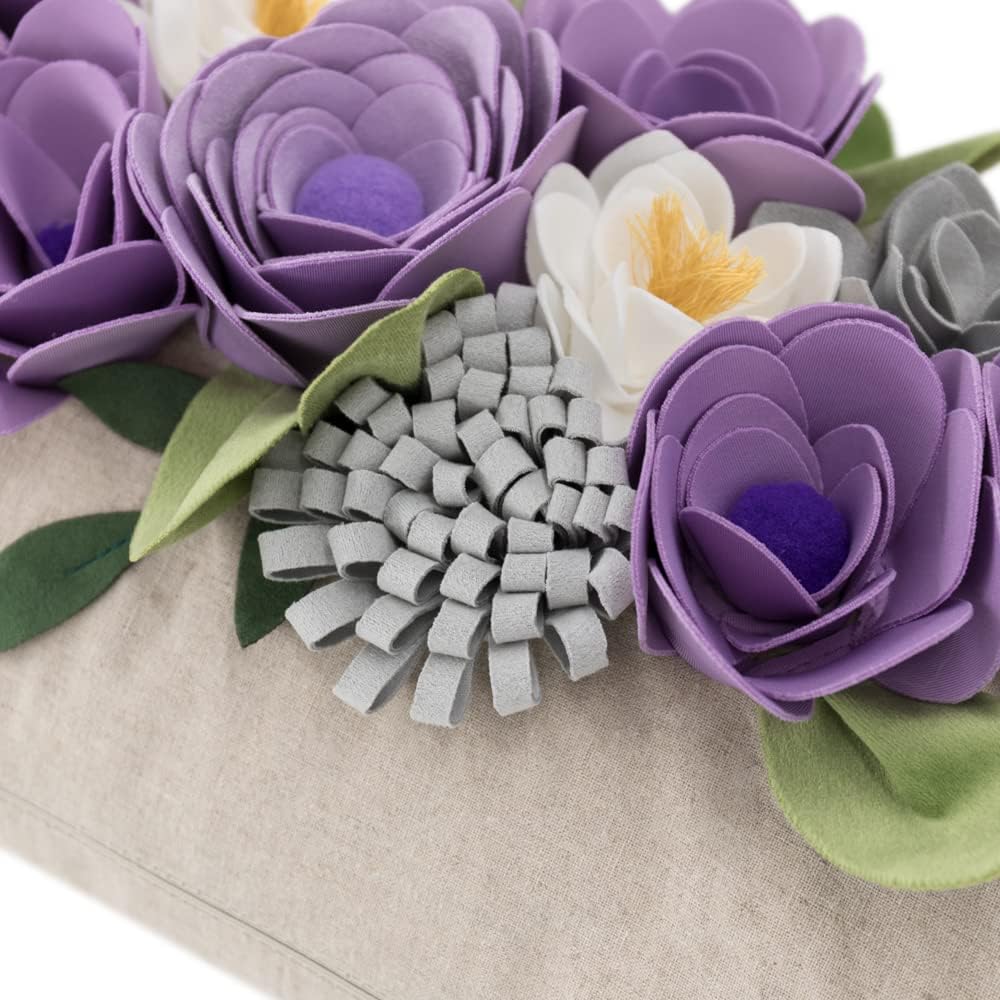 VG|3dflower-b-purple|Decorative 3D Flower Throw Pillow Covers