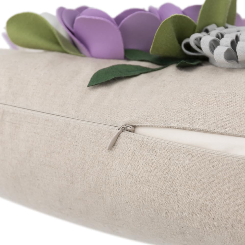 VG|3dflower-b-purple|Decorative 3D Flower Throw Pillow Covers