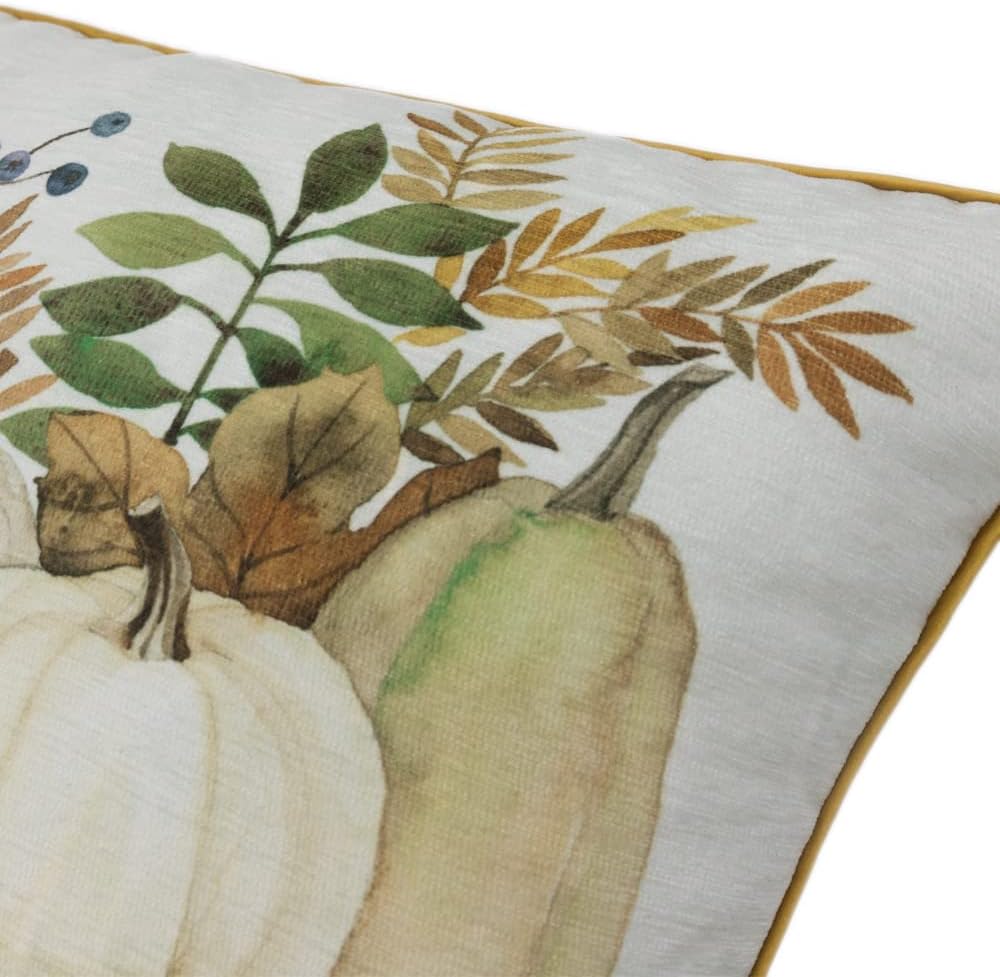 VG|pumpkin|Sunflower Throw Pillow Cover, White