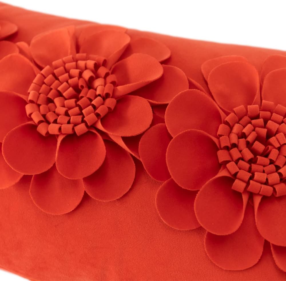VG|orange-red|3D Flower Throw Pillow Cover