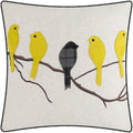 VG|yellow-gray-plaid-square-with-birds|Cute Birds Throw Pillow Cover Lumbar Accent Cushion Embroidered Pillowcase for Home Sofa Bed Living Room Dark Blue Orange Beige