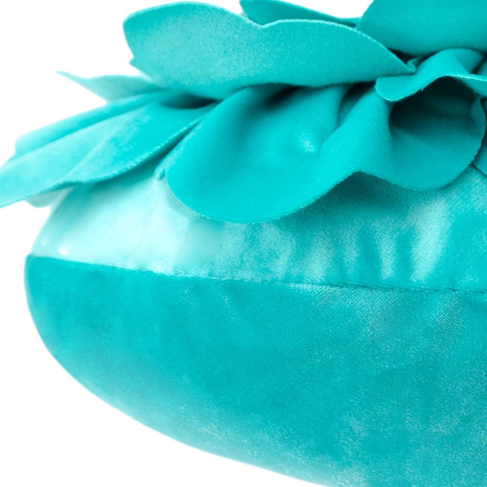 VG|cyan|Flower Throw Pillow Cover Decorative Round Pillowcase Floral Cushion for Bed Sofa Couch Car Decor