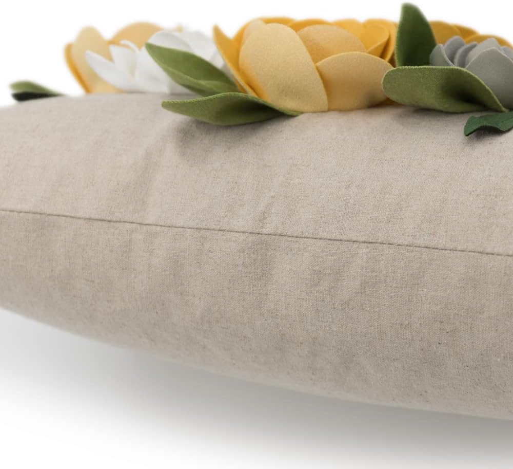 VG|3dflower-a-yellow|Decorative 3D Flower Throw Pillow Covers