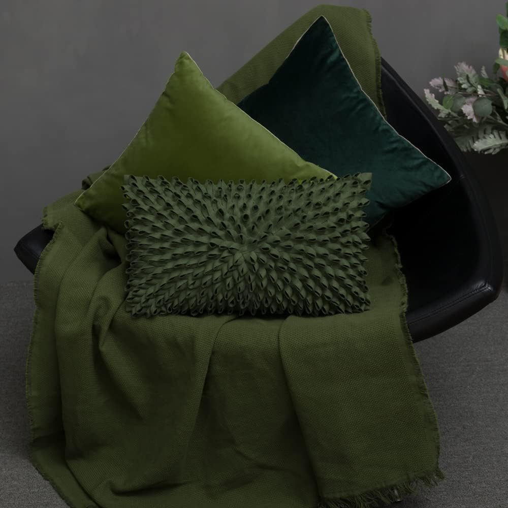 3D Flower Throw Pillow Cover, Velvet, Light Grey