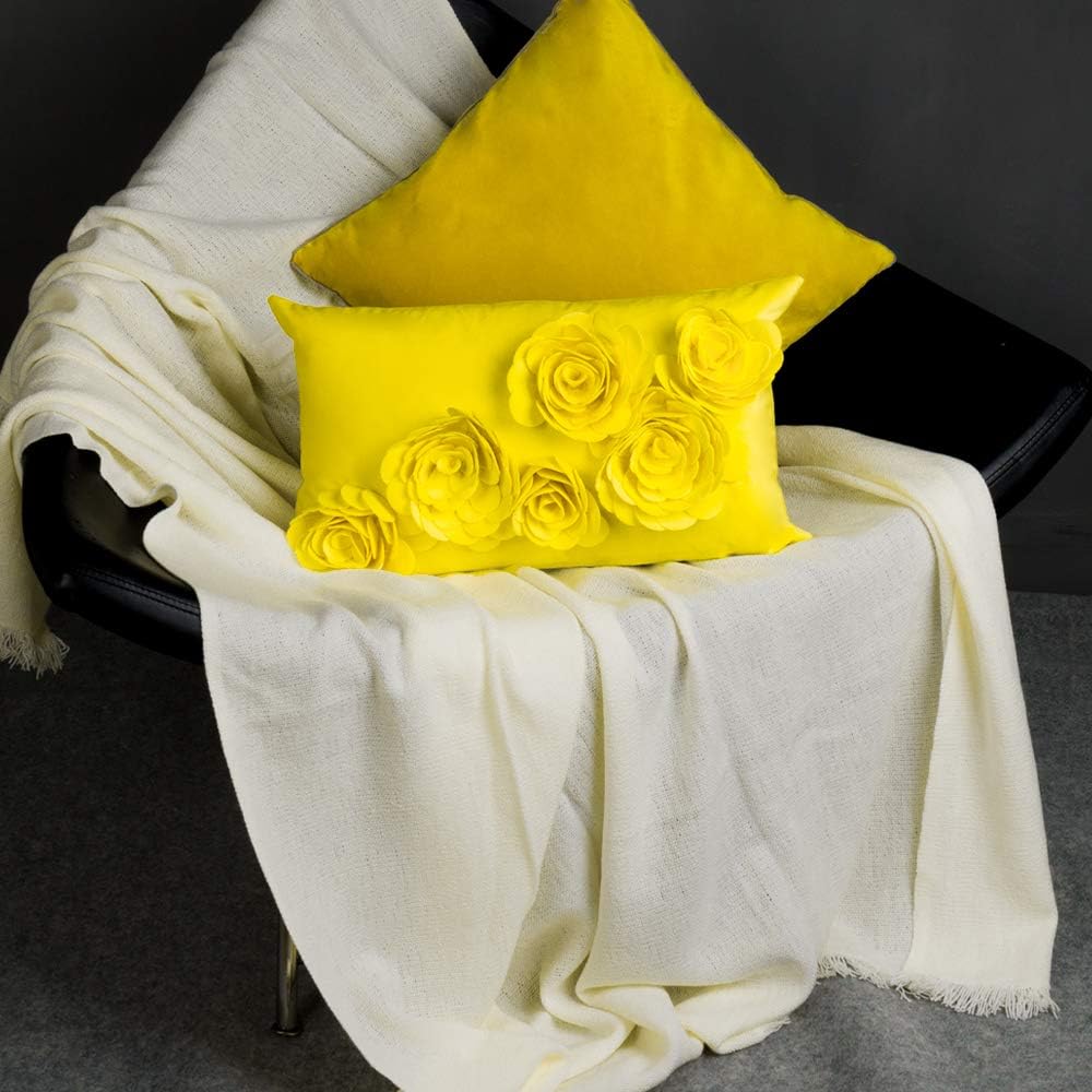 VG|bright-yellow|3D Flower Throw Pillow Cover Lavender