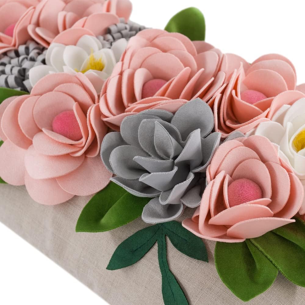 VG|3dflower-e-pink|Decorative 3D Flower Throw Pillow Covers