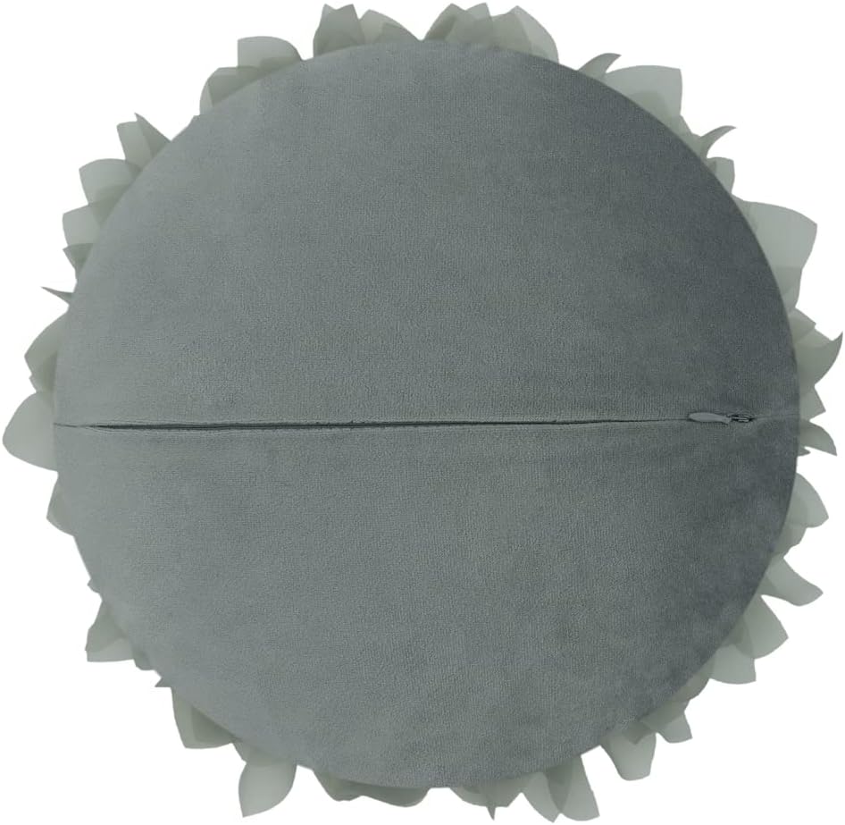 VG|gray|3D Flower Throw Pillow Cover Decorative Round Daisy Shaped Cushion Floral Pillowcase for Bed Sofa Couch Living Room