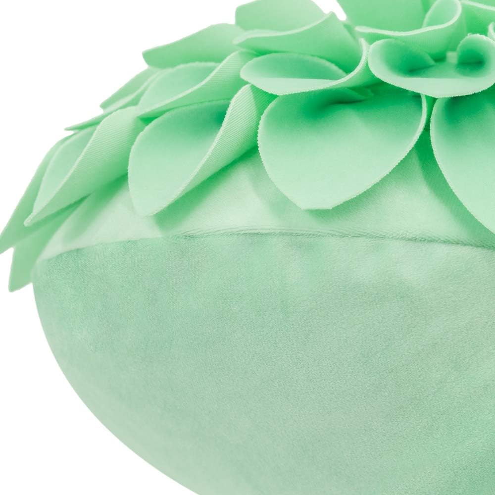 VG|mint|3D Flower Throw Pillow Cover Decorative Round Cushion Floral Accent Pillowcase for Bedroom Living Room Bed Couch Pink Velvet