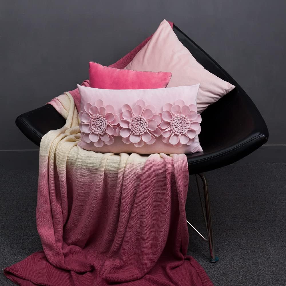 VG|bright-pink|3D Flower Throw Pillow Cover