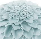 VG|sky-blue|3D Flower Throw Pillow Cover Decorative Round Cushion Floral Accent Pillowcase for Bedroom Living Room Bed Couch Pink Velvet