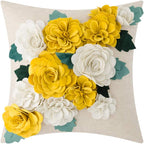 VG|yellow-white|3D Flower Throw Pillow Cover