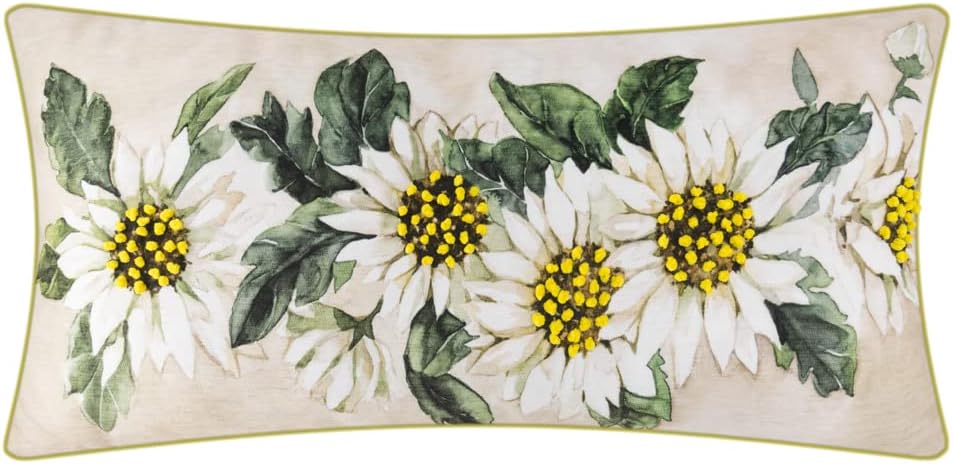 3D Flower Lumbar Throw Pillow Covers White - Daisy