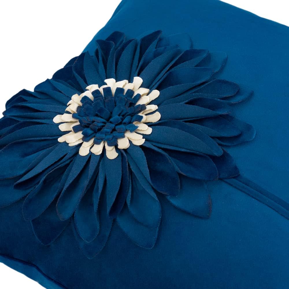 VG|navy-blue|Decorative Flower Throw Pillow Cover 3D Sunflower Pillow Case Velvet Cushion Floral Pillowcase for Bed Living Room Couch Chair