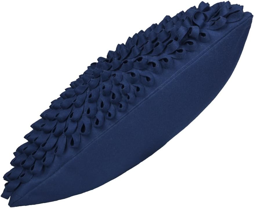 VG|navy-blue-wool|3D Flower Throw Pillow Cover, Velvet, Light Grey