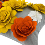 VG|colorful-orangeyellow-faux-wool|3D Flower Throw Pillow Cover, Colorful