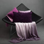 VG|purple|3D Flower Throw Pillow Cover, Velvet, Light Grey