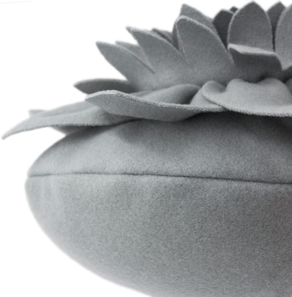 VG|gray|3D Flower Throw Pillows with Insert Included Decorative Handmade Accent Round Pillow Cushion for Couch Bedroom Aesthetic Home Decor