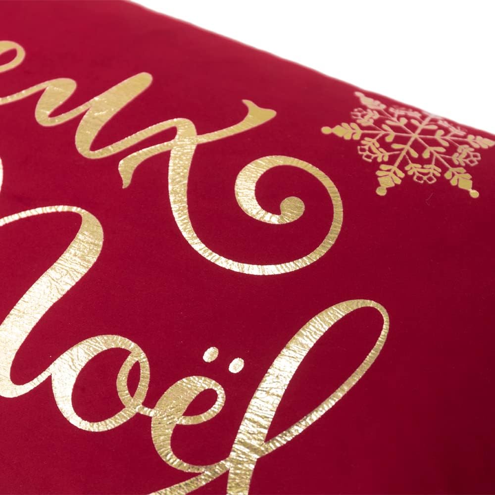 VG|christmas-red|Gold Foil Decorative Accent Throw Pillow Cases Rectangle Cushion Covers for Bed Living Room White