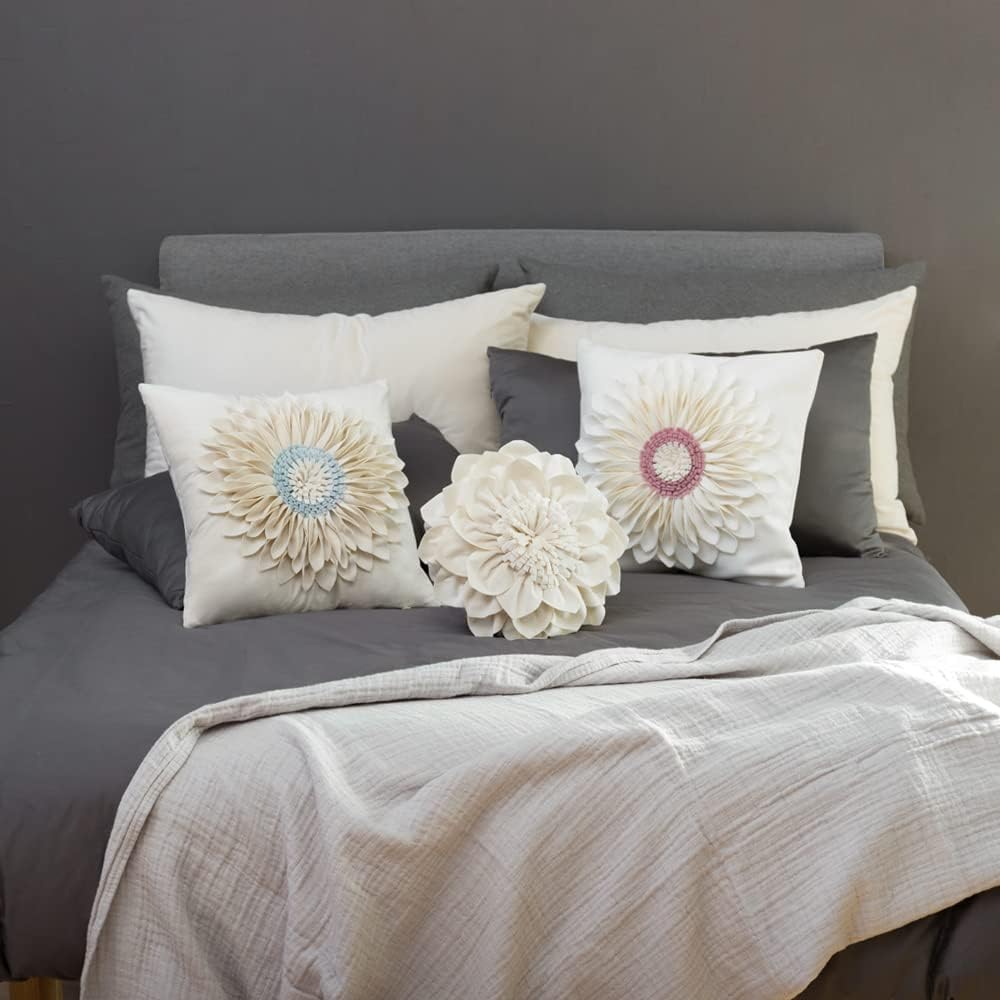 VG|white-beige|3D Sunflowers Throw Pillow Cover Wine Red
