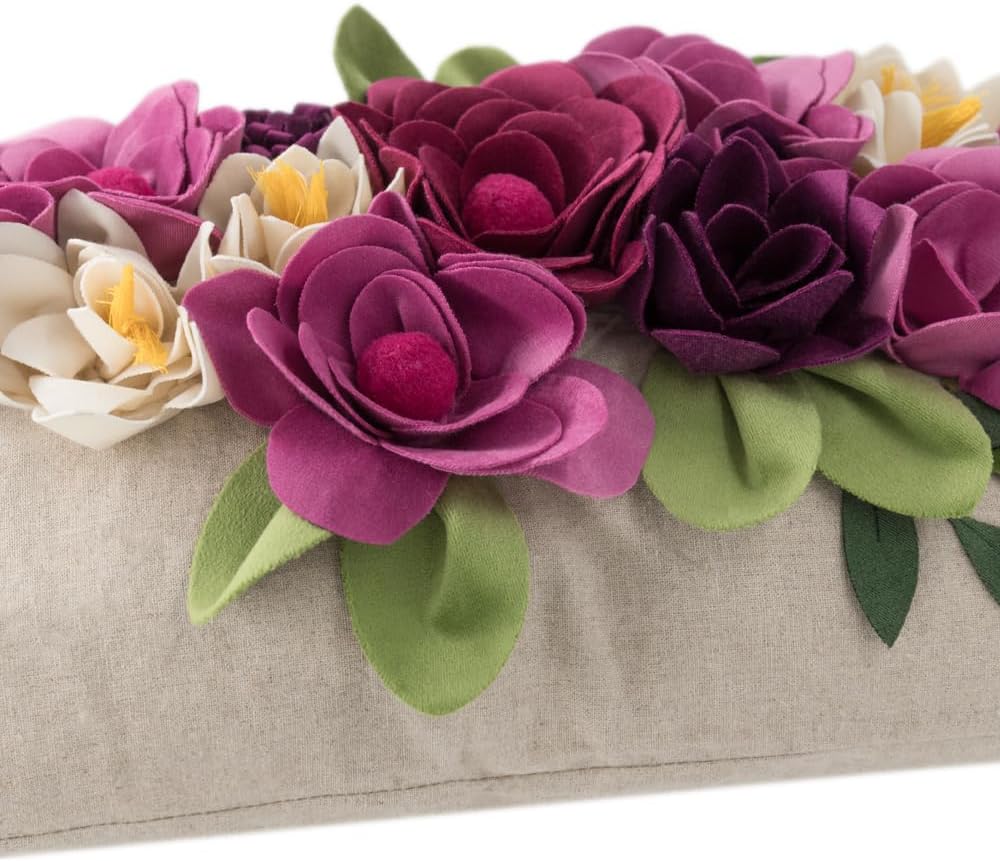VG|3dflower-c-magenta|Decorative 3D Flower Throw Pillow Covers