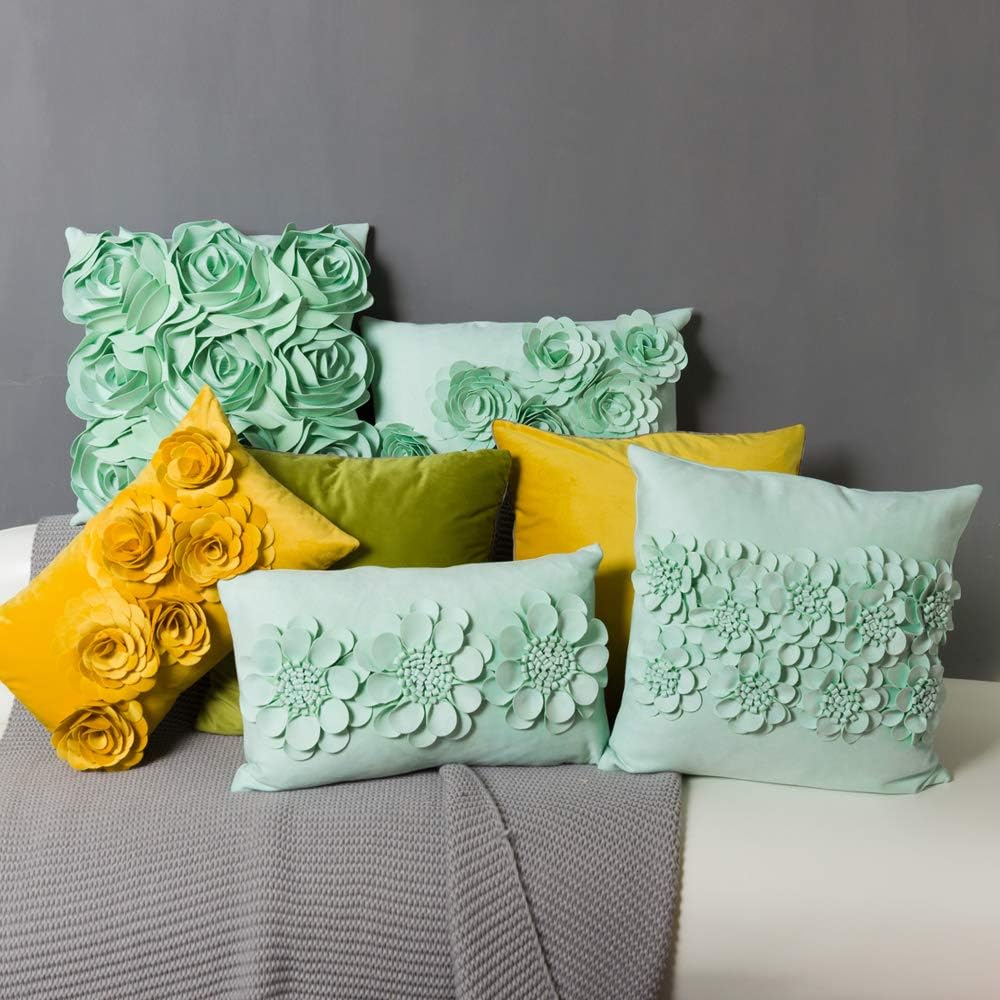 VG|mint-green|3D Flower Throw Pillow Cover