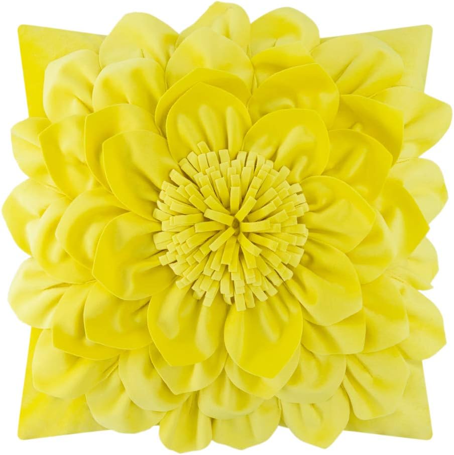 3D Flower Throw Pillow Covers - Egg Yellow