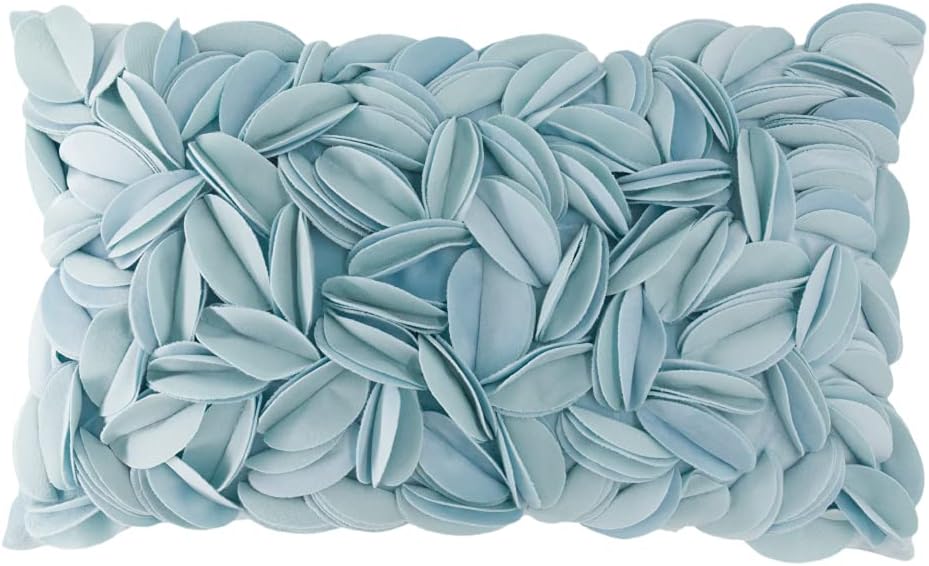 VG|light-blue-velvet|Handmade 3D Floral Throw Pillow Cover