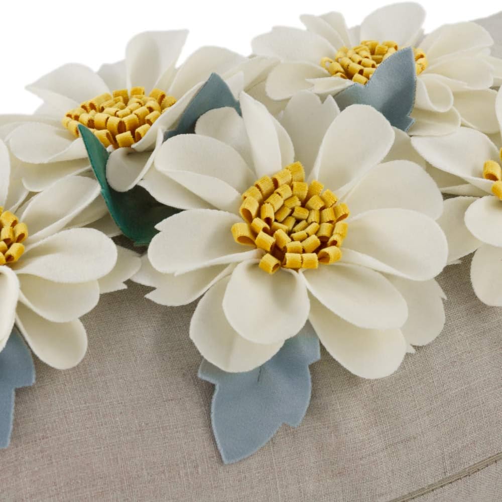 VG|6flower-white-velvet|3D Daisy Flower Throw Pillow Cover, White