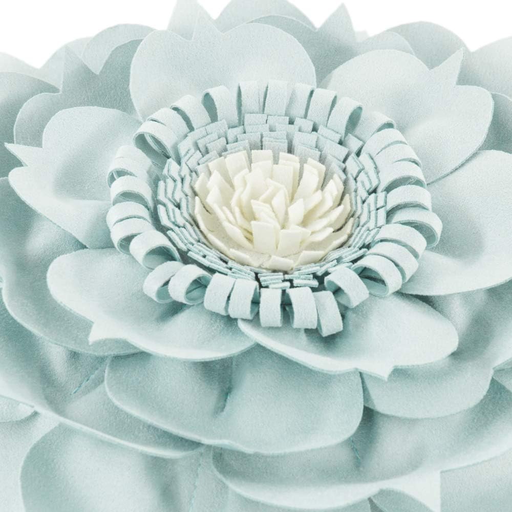 VG|blue|3D Flower Decorative Throw Pillow Accent Handmade Round Pillow Cushion with Insert for Home Couch Bedroom Decor