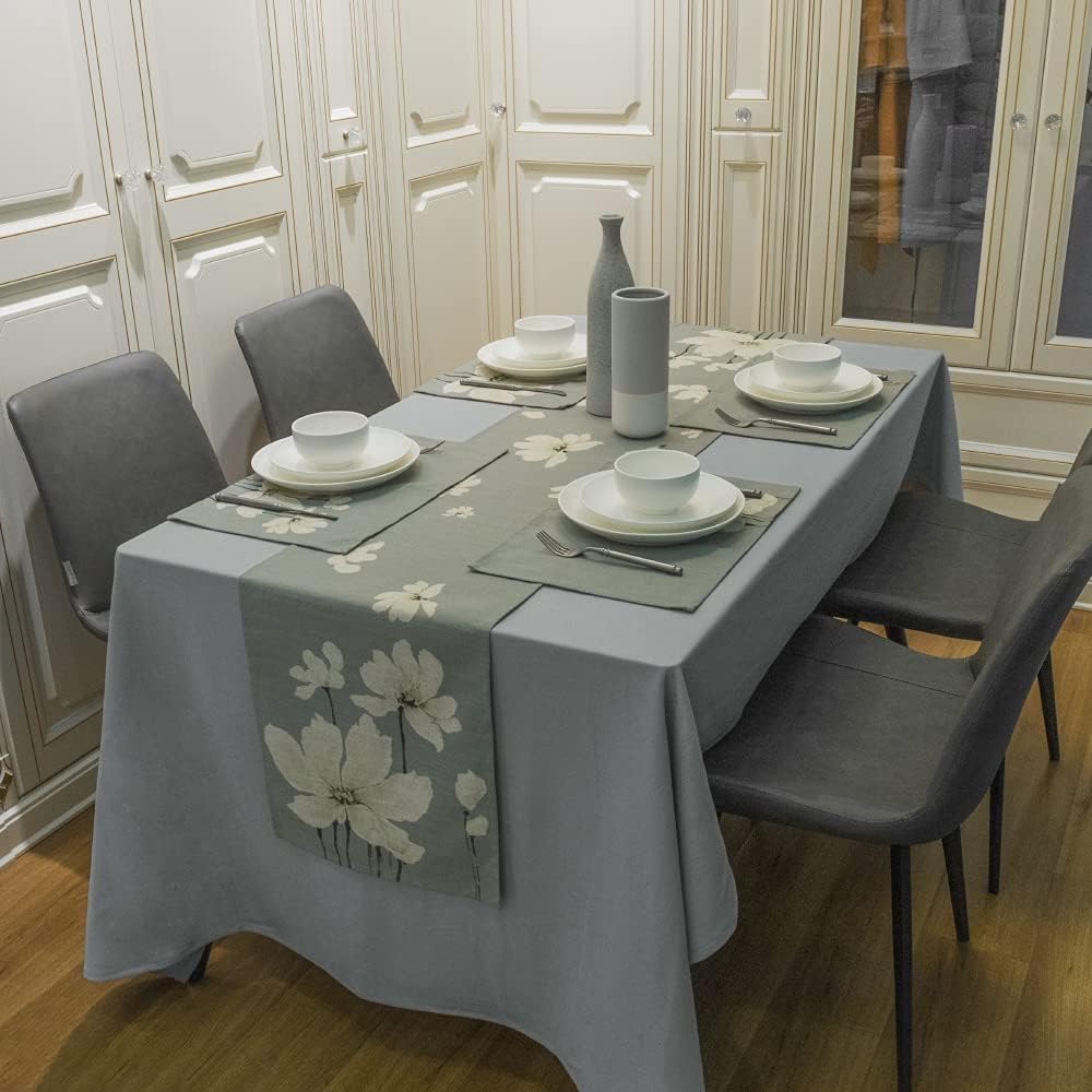 Flower Printing Table Mat for Kitchen Dining Party Summer Spring Set of 4 Linen Placemats