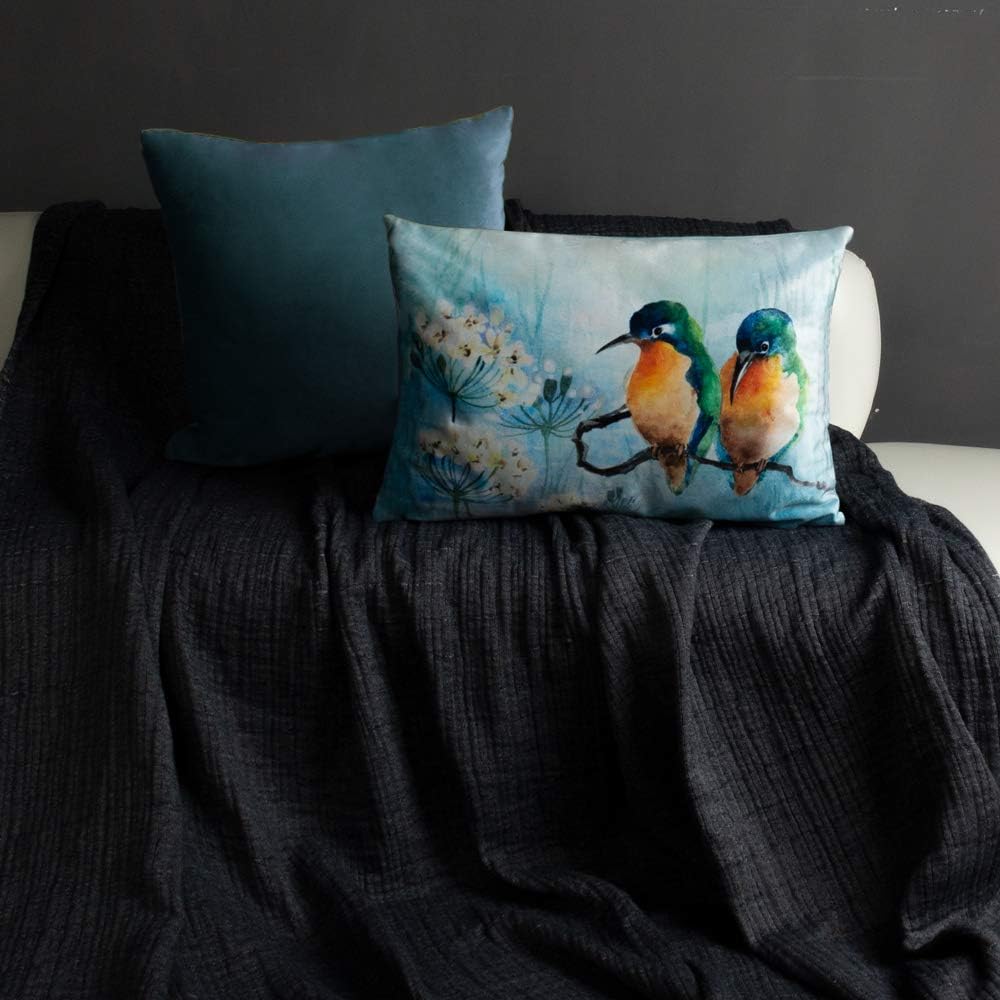 VG|kingfisher|ove irds Throw Pi ow Cover ue Green