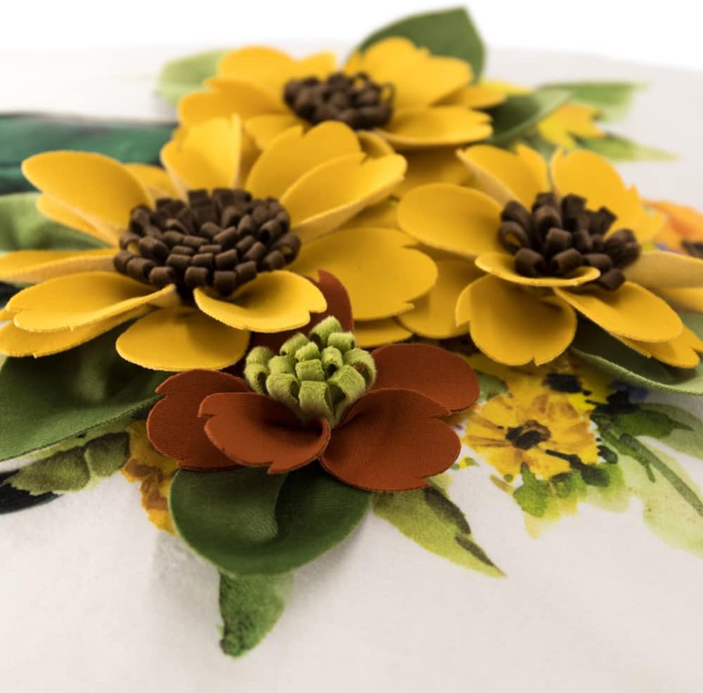 VG|yellow-flowerpot|Decorative 3D Flower Throw Pillow Covers
