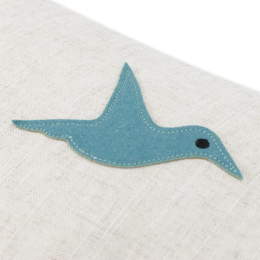 Cute Birds Throw Pillow Cover Lumbar Accent Cushion Embroidered Pillowcase for Home Sofa Bed Living Room Dark Blue Orange Beige