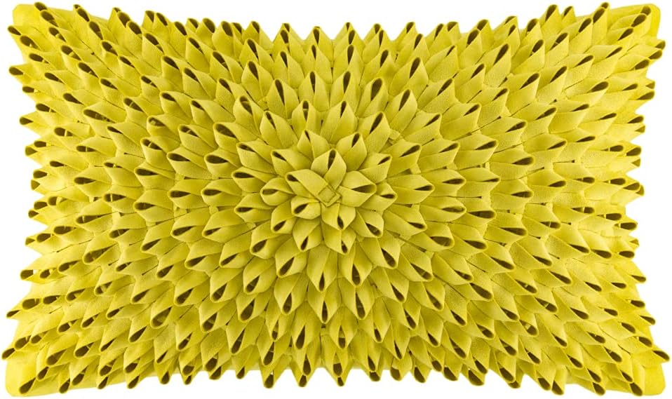 VG|yellow|3D Flower Throw Pillow Cover, Velvet, Light Grey
