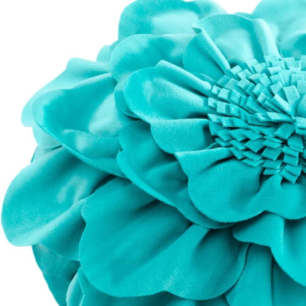 VG|cyan|Flower Throw Pillow Cover Decorative Round Pillowcase Floral Cushion for Bed Sofa Couch Car Decor