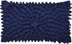 VG|navy-blue-wool|3D Flower Throw Pillow Cover, Velvet, Light Grey