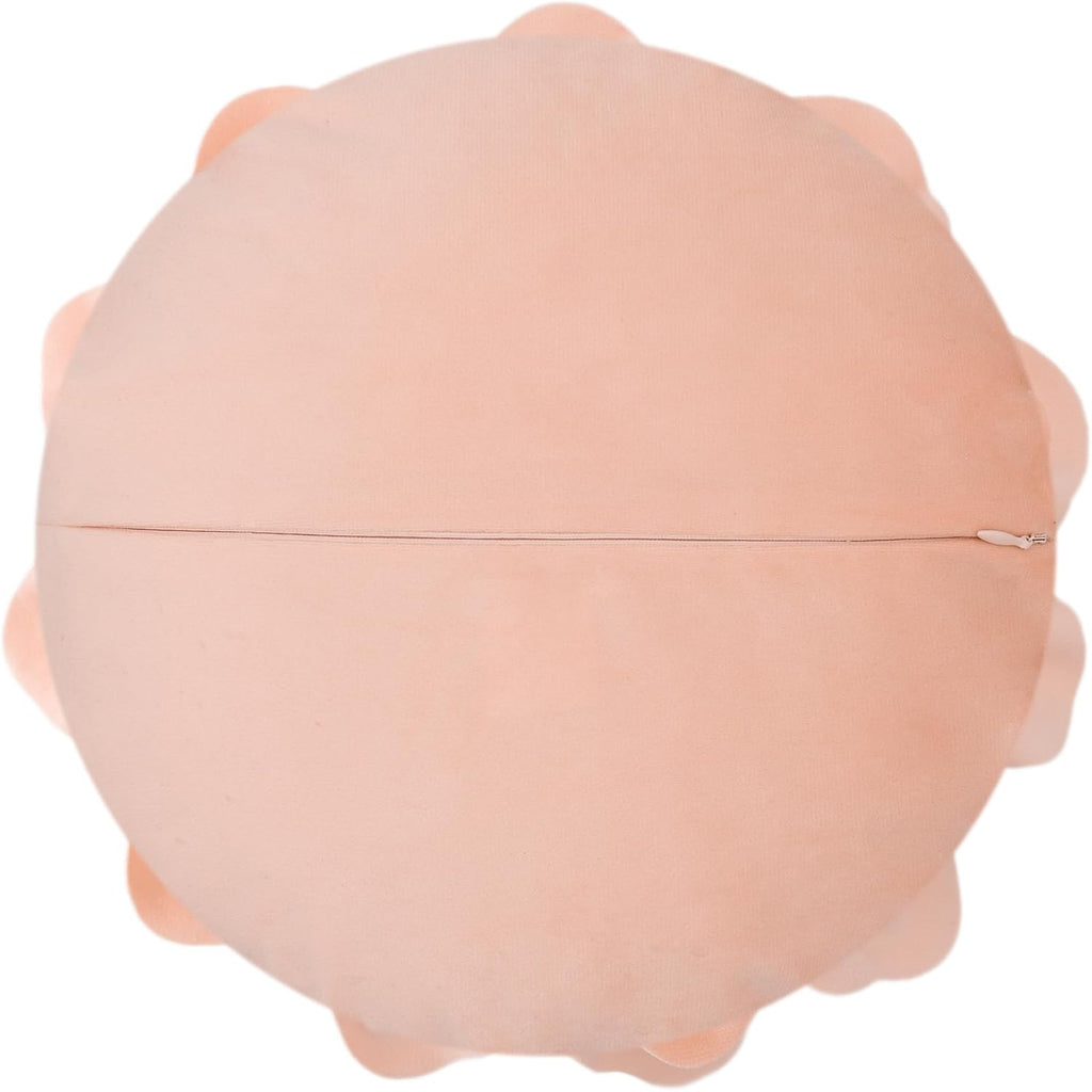 VG|peach-pink|Flower Throw Pillow Cover Decorative Round Pillowcase Floral Cushion for Bed Sofa Couch Car Decor