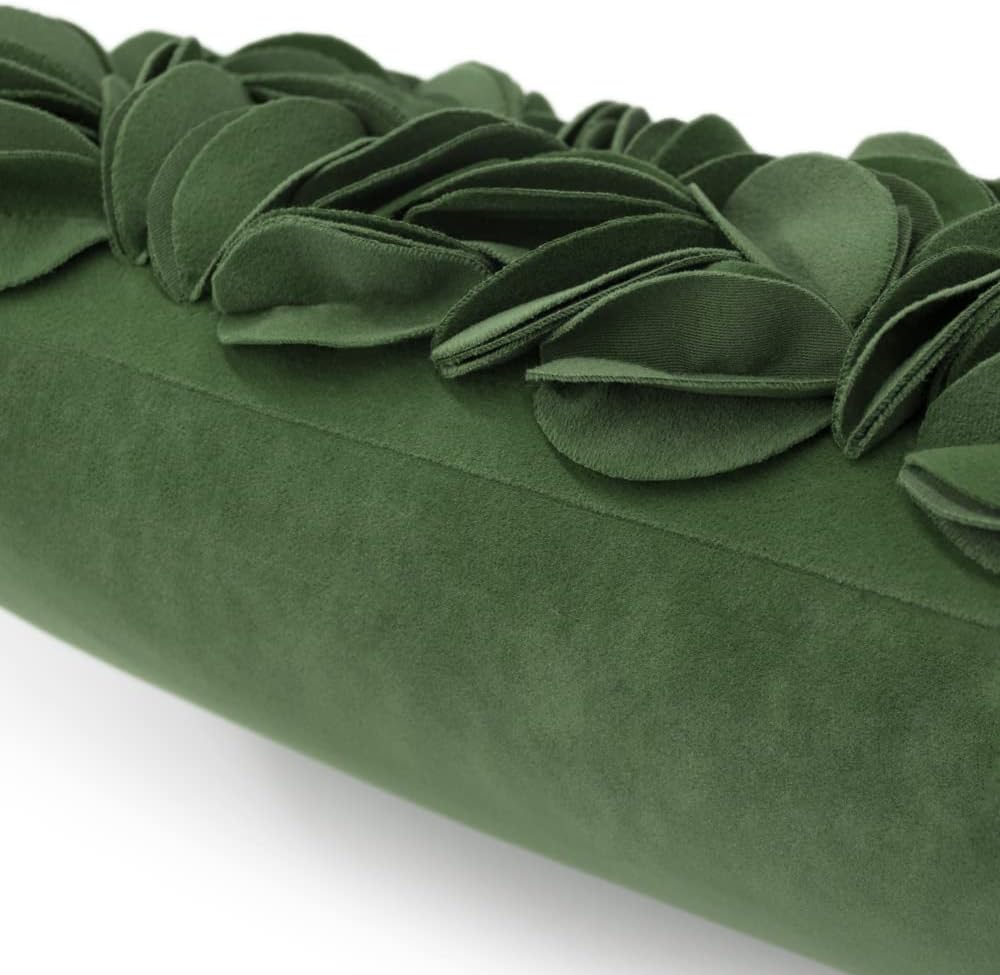 VG|grass-green-persian-velvet|Handmade 3D Floral Throw Pillow Cover