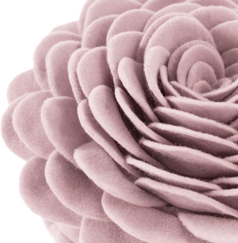 VG|coral-pink|Handmade 3D Flower Throw Pillow Round Cushion