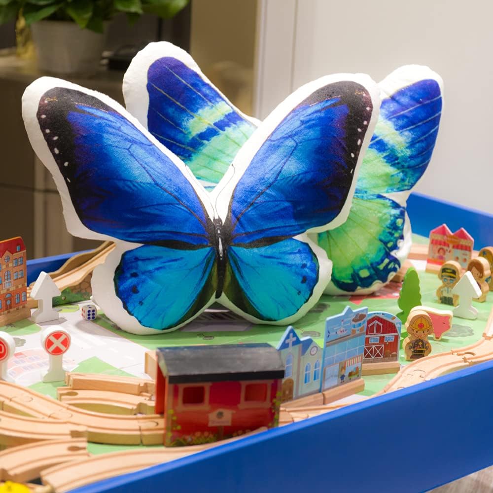 VG|blue-butterfly|3D Butterfly Throw Pillow, Hot Pink