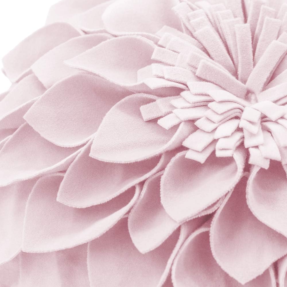 VG|light-pink|3D Flower Throw Pillow Cover Decorative Round Cushion Floral Accent Pillowcase for Bedroom Living Room Bed Couch Pink Velvet