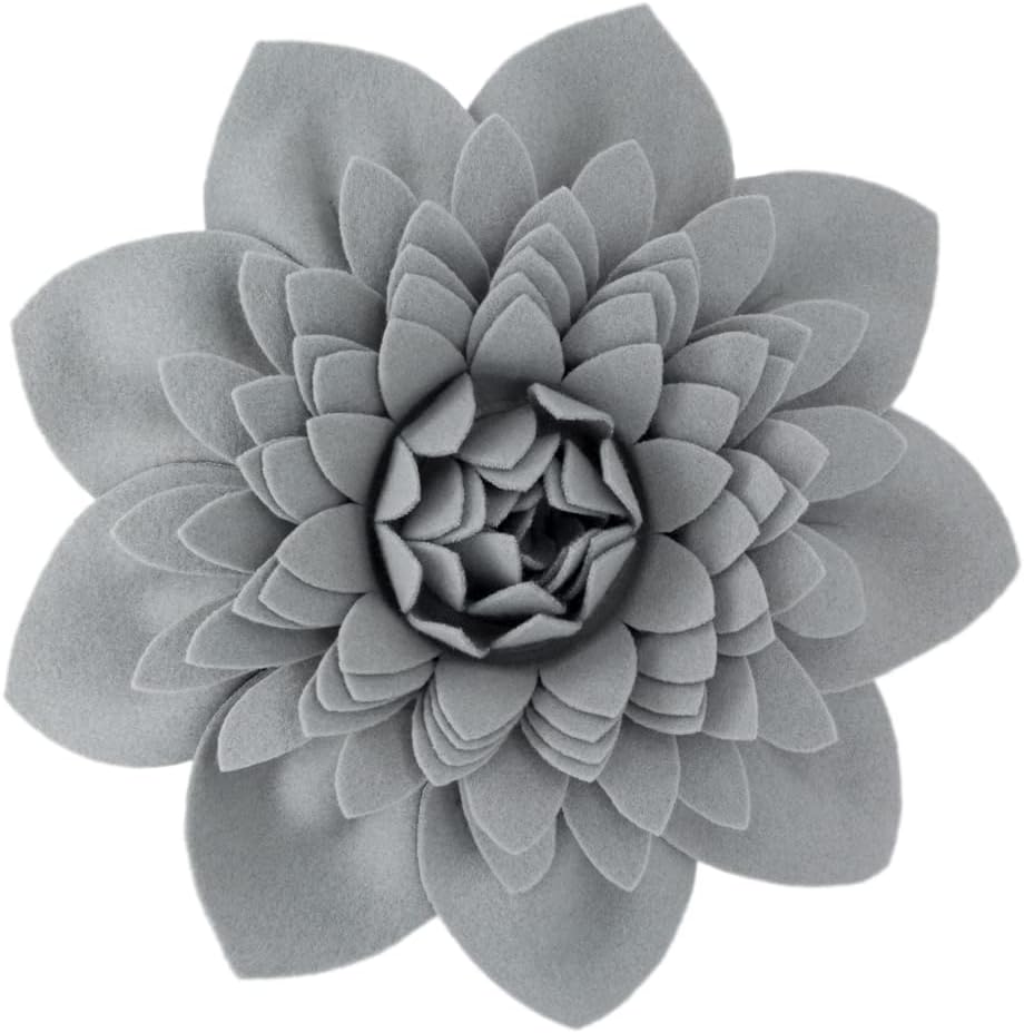 3D Flower Throw Pillows with Insert Included Decorative Handmade Accent Round Pillow Cushion for Couch Bedroom Aesthetic Home Decor - Gray