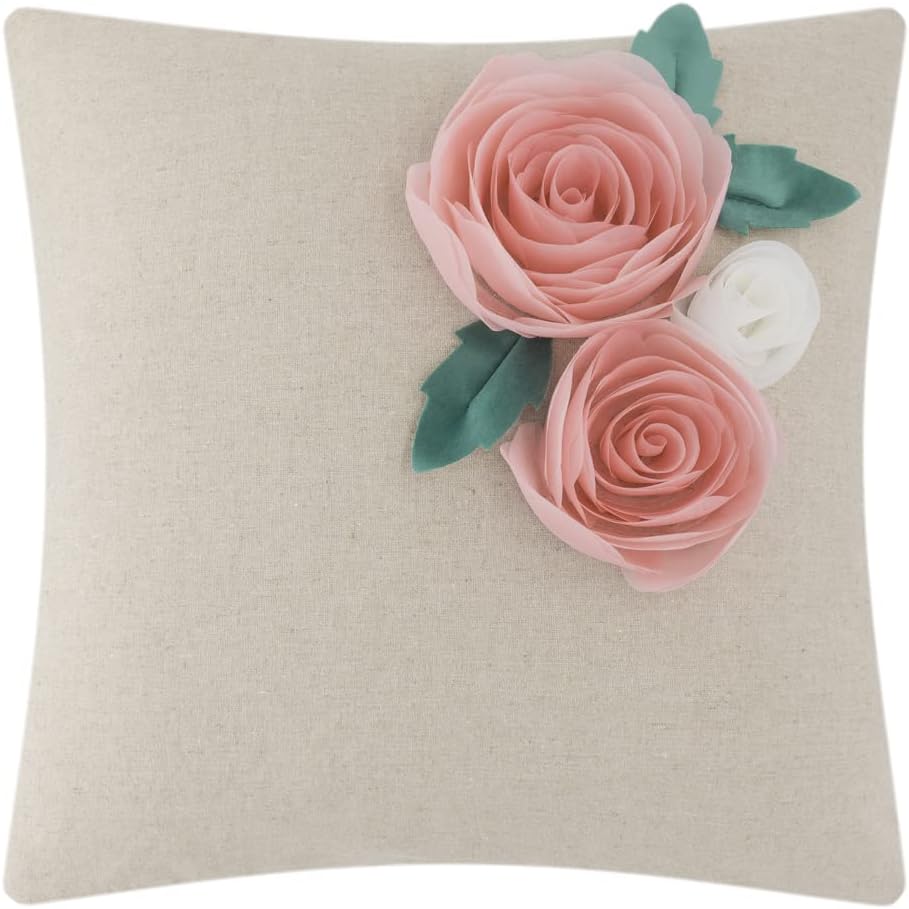 De or tive 3D Flower Throw Pillow overs ent Flor l Pink Pillow ses for ou h Bed Home Living Room F rmhouse De or h - C