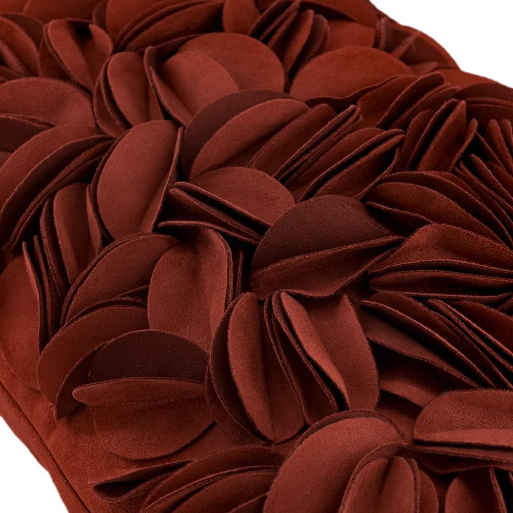 VG|rust-red|Handmade 3D Floral Throw Pillow Cover